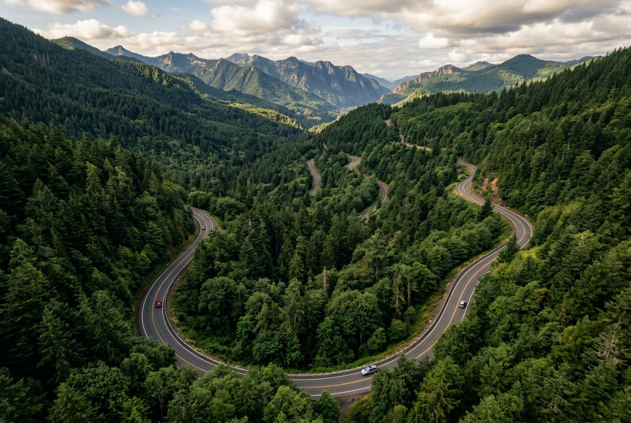 Aerial mountain road